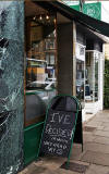 Photos taken in Edinburgh on voting day in the  Scottish Indepemdence Referendum on 18 September 2014  -  Newington Cafe Sign for the Referendum