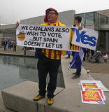 Photos taken in Edinburgh on voting day in the  Scottish Indepemdence Referendum on 18 September 2014  -  Outside the Scottish Parliament