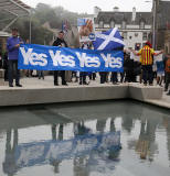 Photos taken in Edinburgh on voting day in the  Scottish Indepemdence Referendum on 18 September 2014  -  Outside the Scottish Parliament