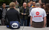 Photos taken in Edinburgh on voting day in the  Scottish Indepemdence Referendum on 18 September 2014  -  Outside the Scottish Parliament