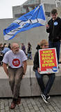 Photos taken in Edinburgh on voting day in the  Scottish Indepemdence Referendum on 18 September 2014  -  Outside the Scottish Parliament