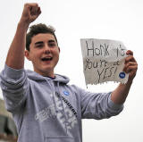 Photos taken in Edinburgh on voting day in the  Scottish Indepemdence Referendum on 18 September 2014  -  Outside the Scottish Parliament