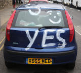 Photos taken in Edinburgh on voting day in the  Scottish Indepemdence Referendum on 18 September 2014  -  Outside the Scottish Parliament