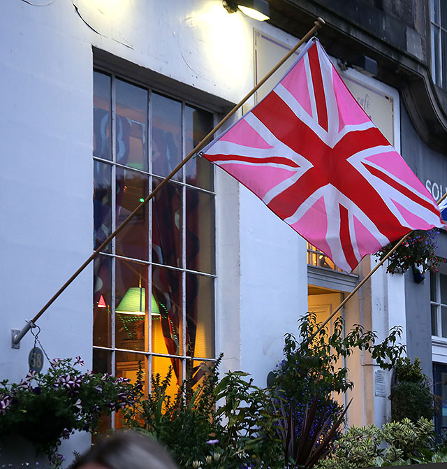 Photos taken in Edinburgh on voting day in the  Scottish Indepemdence Referendum on 18 September 2014  -  Flag at Broughton