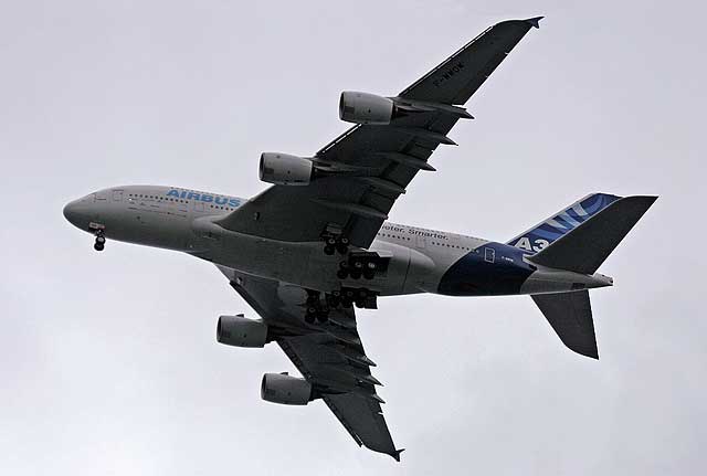 Airbus A380 -  photographed from Silverknowes Promenade - September 5, 2009