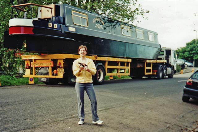 Canal Boat about to be launched at Harrison Park on the Union Canal in 1988