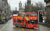 Bus 310 , Edinburgh Tour Bus crosses Princes Street at the foot of the Mound  -  November 2005