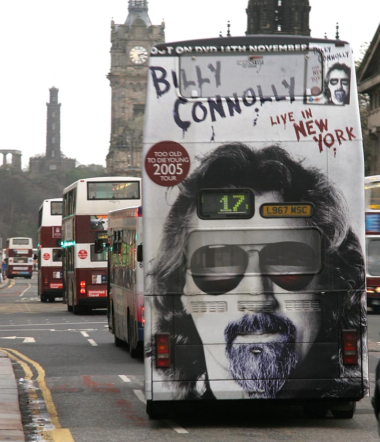 Route 17 and several other buses in Princes Street  -  November 2005