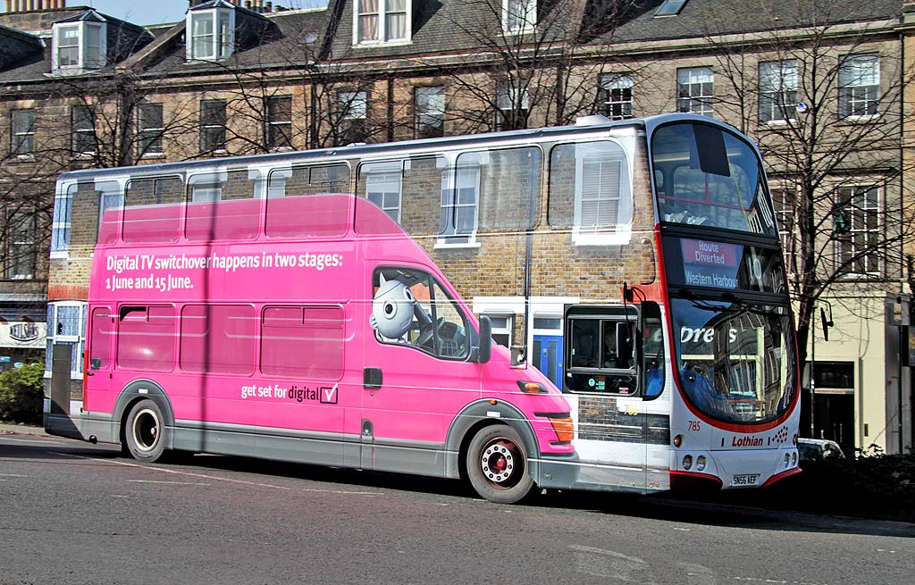 Lothian Buses  -  'All OverAdverts' on buses  -  Bus 785  -  Digital TV Switchover