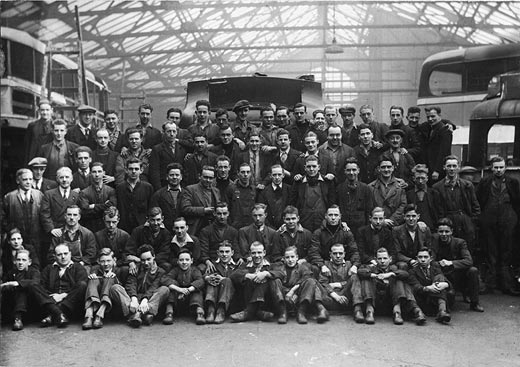 Workers at SMT Bus Depo, New Street, Edinburgh - the 1930s