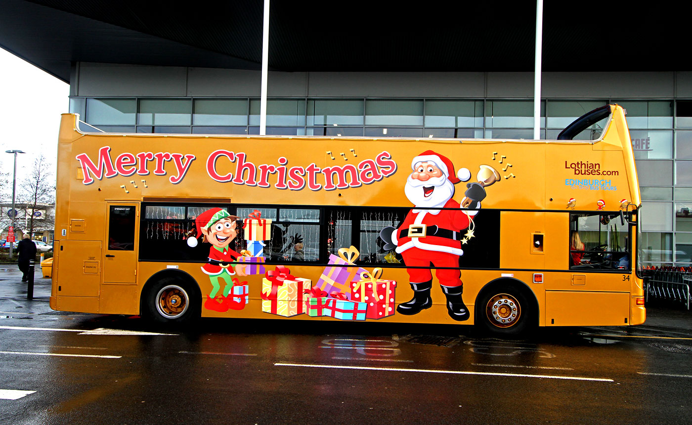 Lothian Buses' Grotto Bus at Craigleith Retiail Park on December 18, 2012