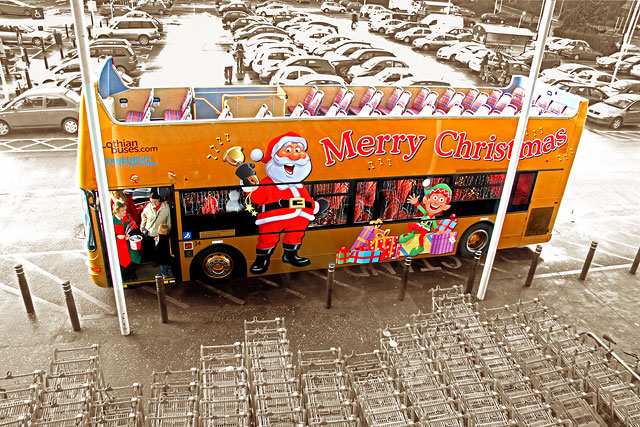 Lothian Buses' Grotto Bus at Craigleith Retiail Park on December 18, 2012