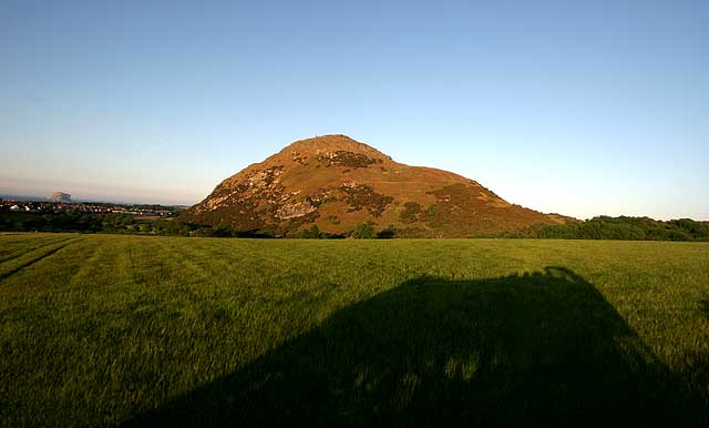 Open-top bus excursion to North Berwick  -  North Berwick Law, the Bass Rock and the shadow of the bus