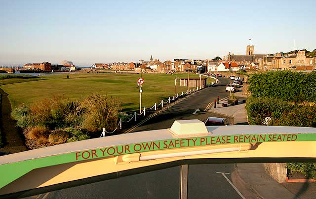 Open-top bus excursion to North Berwick - arriving in North Berwick