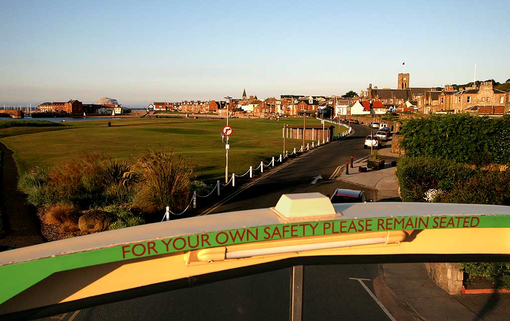 Open-top bus excursion to North Berwick - arriving in North Berwick