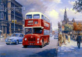 A Leyland PD3 bus leaves its bus stop in Princes Street in the 1960s