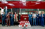 Painters standing in front of Newly Painted Lothian Bus No.522