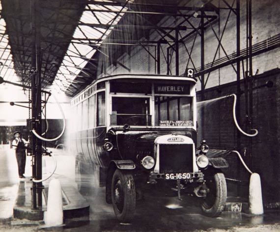 Bus depot  -  Washing the bus