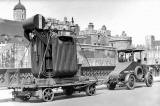 A transformer from Bruce Peebles' works in Edinburgh passes through London in the early 1900s