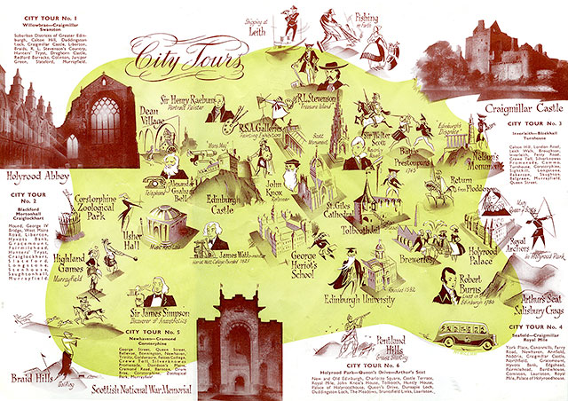 Edinburgh Corporation Coach Tours Leaflet 1955-56  -  The Map