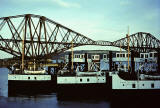 Ferries from the Queensferry Crossing, berthed at North Queensferry, following the opening of the Forth Road Bridge in 1964