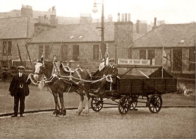 Horse and Dust Cart - on the site that later became Gorgie Farm  -  Photo taken around 1945