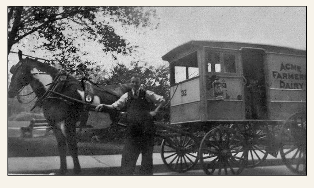 Doug Imrie's Great Grandfather delivering milk in Edinburgh for Acme Farms Dairy