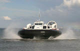 Hovercraft manoeuvers into position at Portobello, during the second day of trials for the Portobello-Kirkcaldy service  -  July 17, 2007