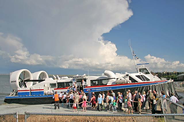 Another full load of passengers boards the hovercraft at Portobello, during thesecond day of trials for the Portobello-Kirkcaldy service  -  July 16, 2007