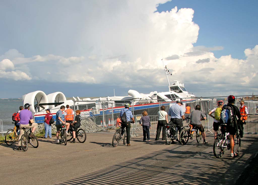 Another full load of passengers board the hovercraft at Portobello, during the second day of trials for the Portobello-Kirkcaldy service  -  July 16, 2007