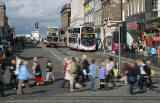 Pedestrians in Princes Street, crossing Hanover Street  -  September 2007  -  Exposure 1/8 sec