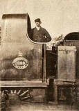 Archibald Veitch on the footplate of a North British Railway engine - around 1895
