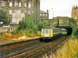 Abbeyhill Station  -  One of the special shuttle trains from Edinburgh Waverley Station to the Commonwealth Games at Meadowbank Stadium