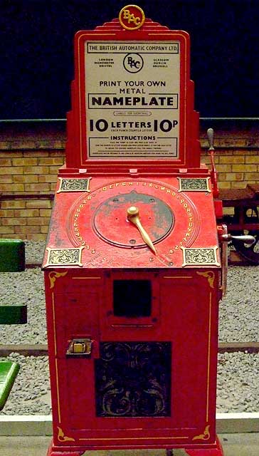 Railway Equipment - A BAC nameplate stamping machine. These were to be found on many station platforms in the 1950s.