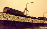 Railway line to the west of Trinity Bridge, between Trinity and Granton Stations, 1986  -  as the railway lines were being lifted