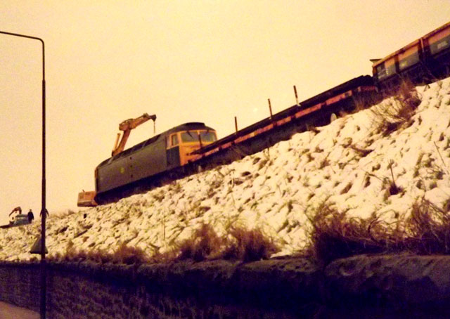 Railway line to the west of Trinity Bridge, between Trinity and Granton Stations, 1986  -  as the railway lines were being lifted