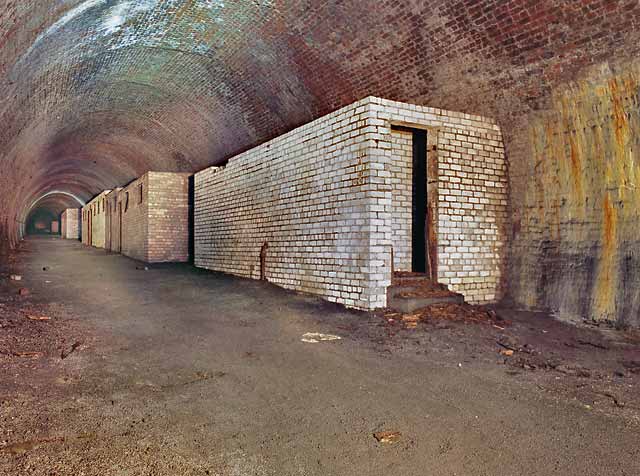 Scotland Street Tunnel  -  World War 2 brigk buildings  -  photographed 2006