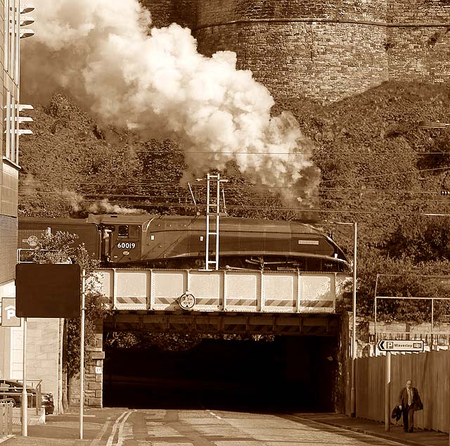 A Scottish Railway Preservation Society steam train excursion around the Edinburgh South Suburban Line and Fife Circle line departs from Edinburgh Waverley Station  -  May18, 2008