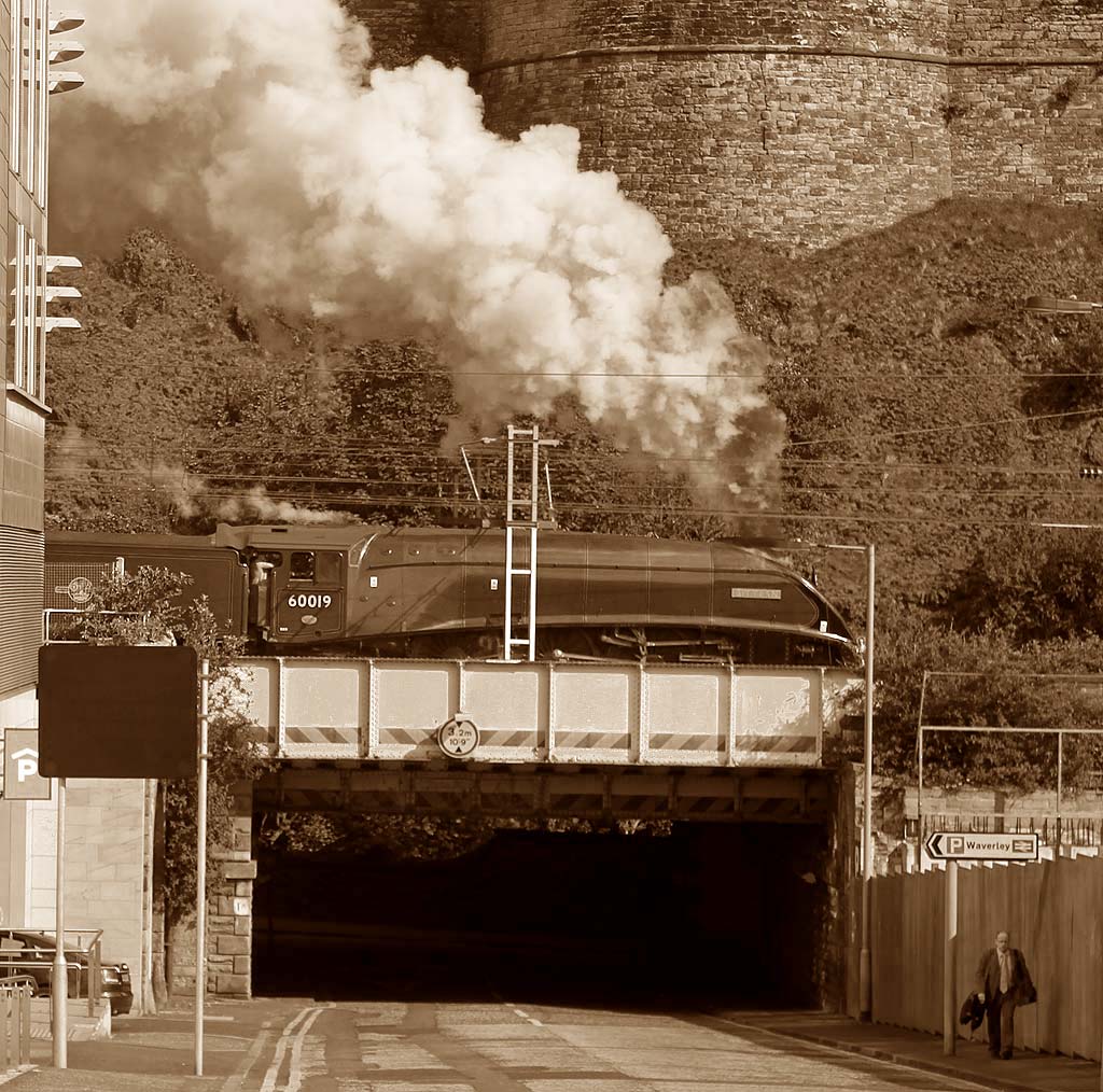 A Scottish Railway Preservation Society steam train excursion around the Edinburgh South Suburban Line and Fife Circle line departs from Edinburgh Waverley Station  -  May18, 2008