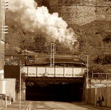 Locomotive 60019, 'Bittern' crosses New Street as it leaves Edinburgh Waverley station on day 3 of The Coronationsteam train tour on May 19, 2010