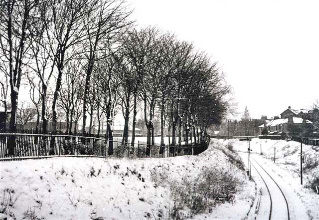 The Caledonian Railway Line passing through Victoria Park, around 1960