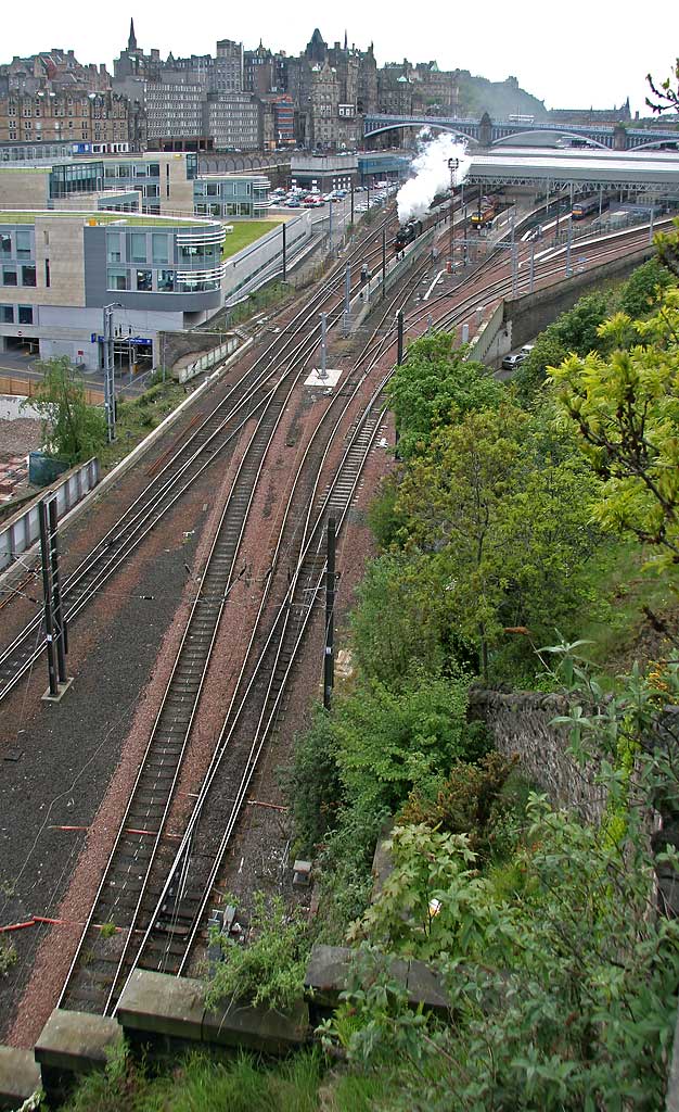 A Scottish Railway Preservation Society steam train excursion around the Edinburgh South Suburban Line and Fife Circle line departs from Edinburgh Waverley Station  -  May18, 2008