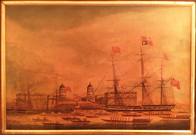 The Royal George departs Greenwich, London for its journey to Leith Harbour, Edinbrgh - Royal Visit to Edinurgh of either King George IV in 1822 or Queen Victoria in 1842.