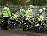 Edinburgh Taxi Trde Children's Outing, 2012  -  Police Motorcyclists prepare for the Outing