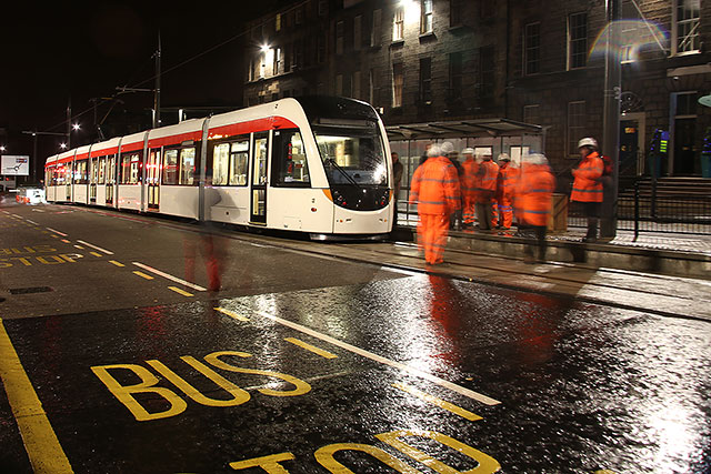 Tram Testing on December 5, 2013  -  Tram at the Terminus:  York Place Tram Stop