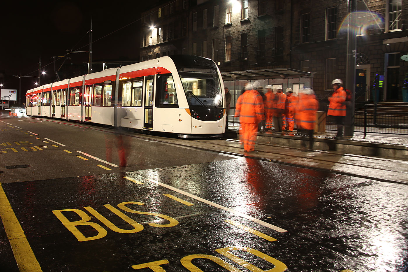 Tram Testing on December 5, 2013  -  Tram at the Terminus:  York Place Tram Stop