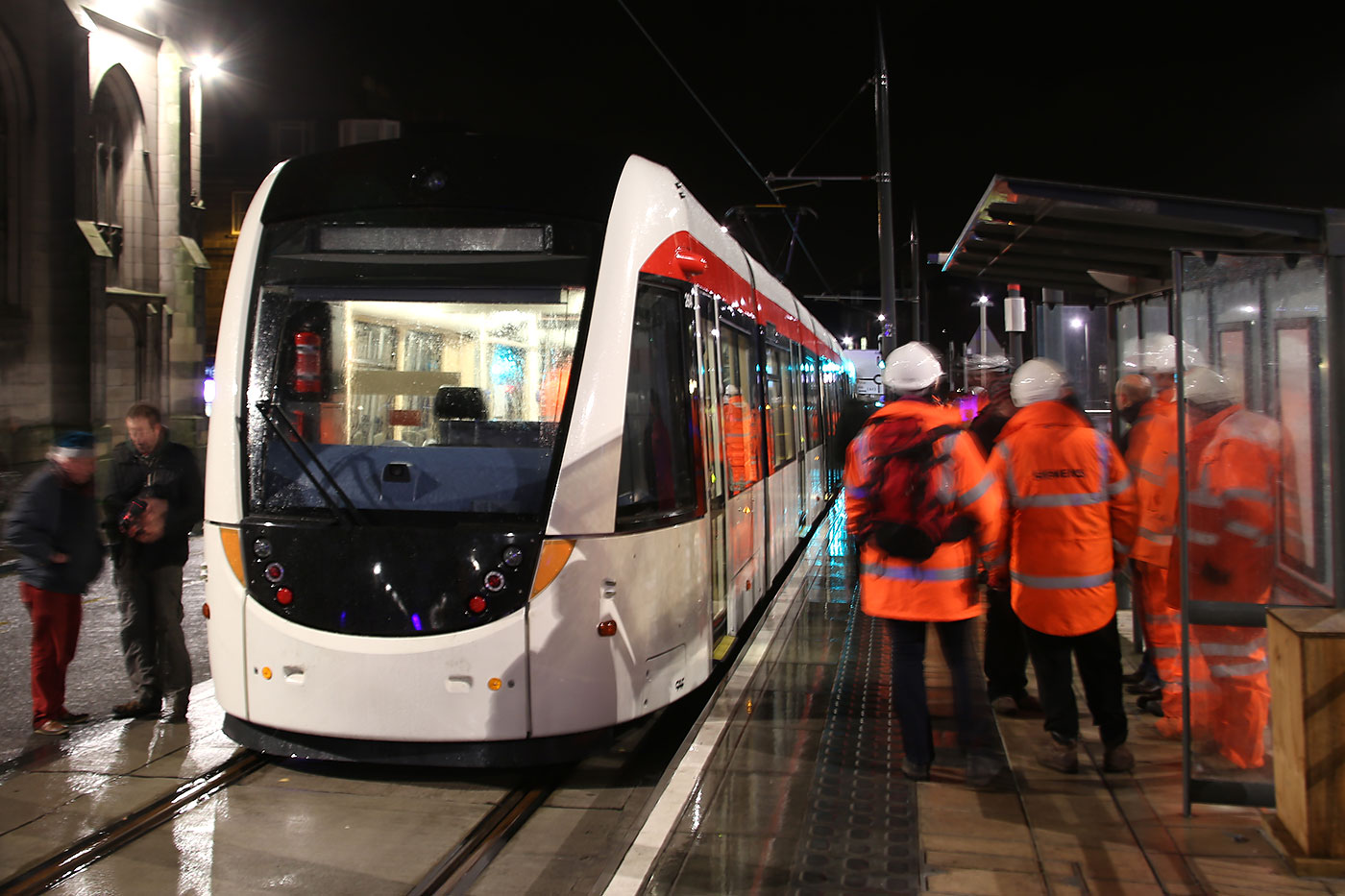 Tram Testing on December 5, 2013  -  Tram at the Terminus:  York Place Tram Stop