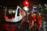 Tram Testing on December 5, 2013  -  Tram passing The Scott Monument, Princes Street