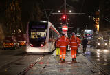 Tram Testing on December 5, 2013  -  Tram passing The Scott Monument, Princes Street