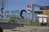 Edinburgh Tram Service  -  The tram stops at Edinburgh Park Station on its way to Edinburgh Airport  -  June 2014